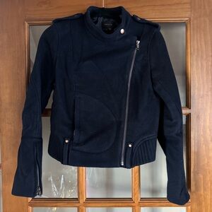 Theory Black Wool Moto-Style Jacket